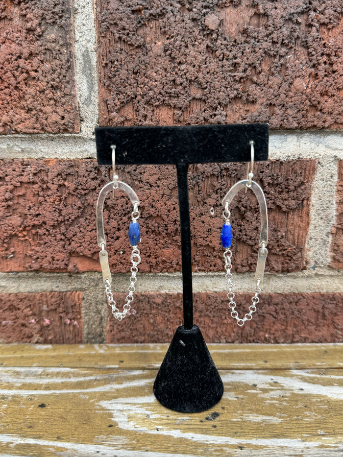 KD 173 Lapis Chain Hoop Earrings