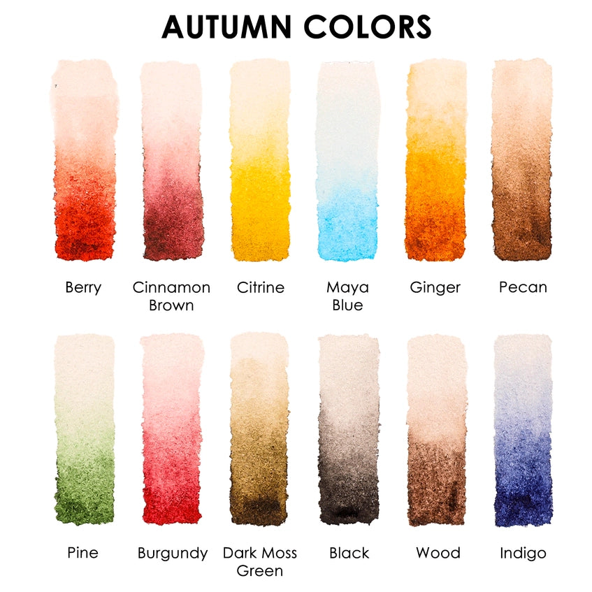 Watercolor Pocket Set Of  12 With Brush - Autumn