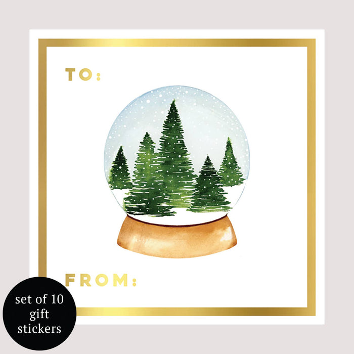 Snow Globe Holiday Gift Tags - Set of 10 | Gift Stickers