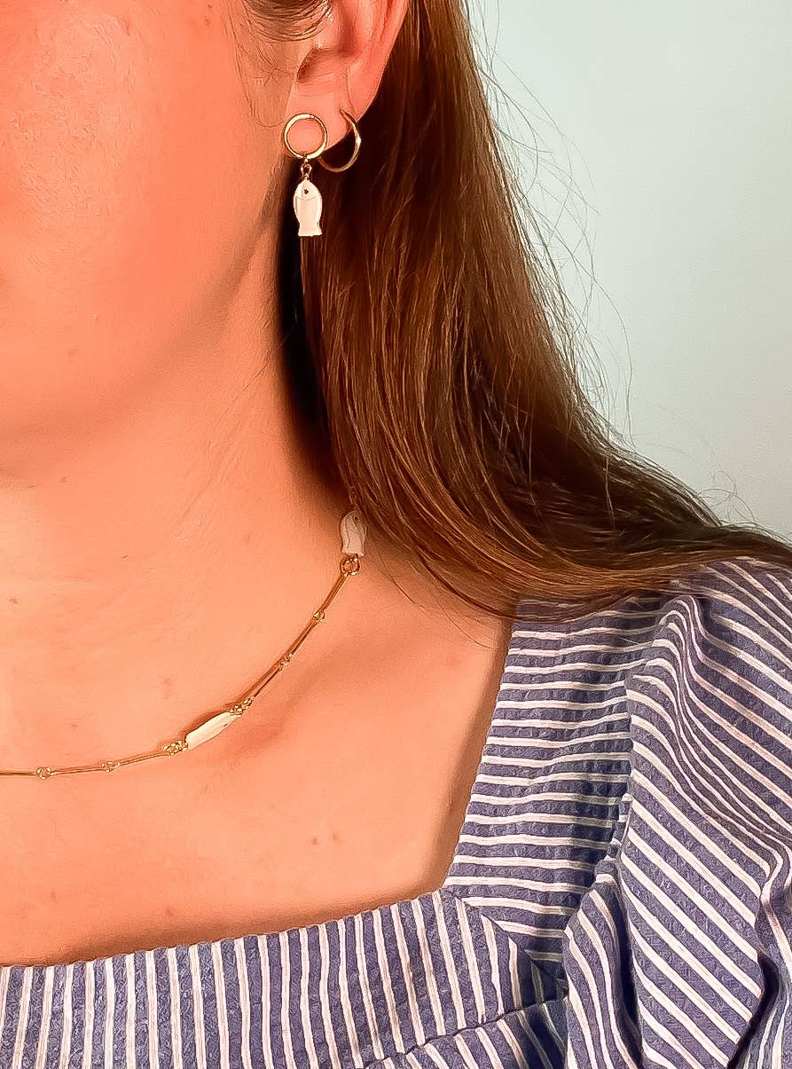 Mother of Pearl Fish Earrings