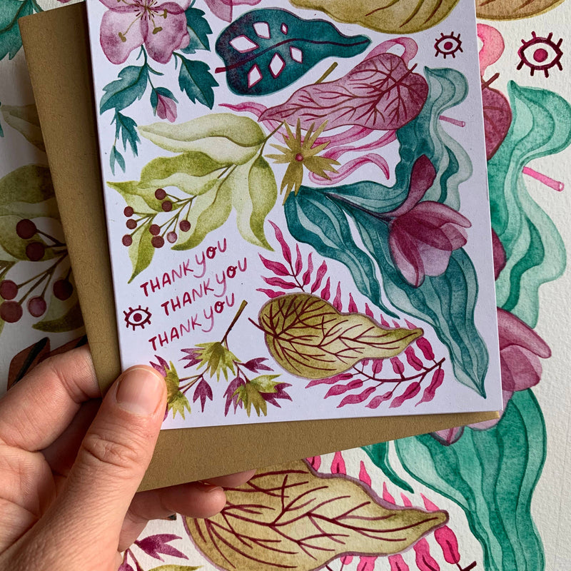 Thank You Thank You Thank You - Botanical Card