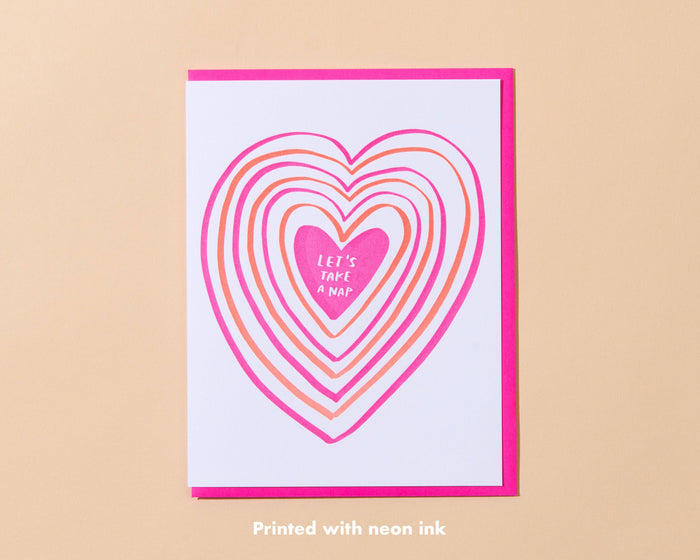 Let's Take a Nap Hearts Letterpress Greeting Card - Valentine's Day