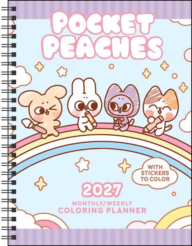 Pocket Peaches 2027 Monthly/Weekly Coloring Planner with Stickers to Color by Dora  Wang