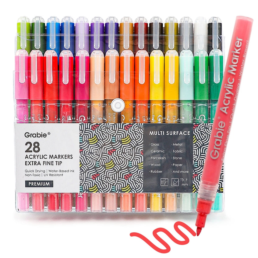Extra Fine Tip Acrylic Paint  Marker Set Of 28