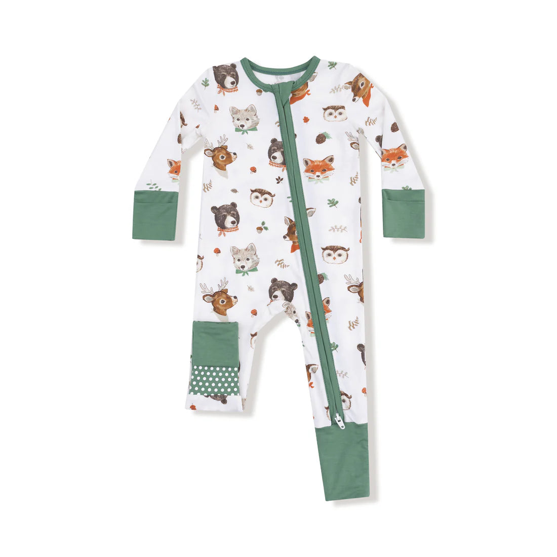 Woodland Animal Faces | 2 Way Zipper Romper