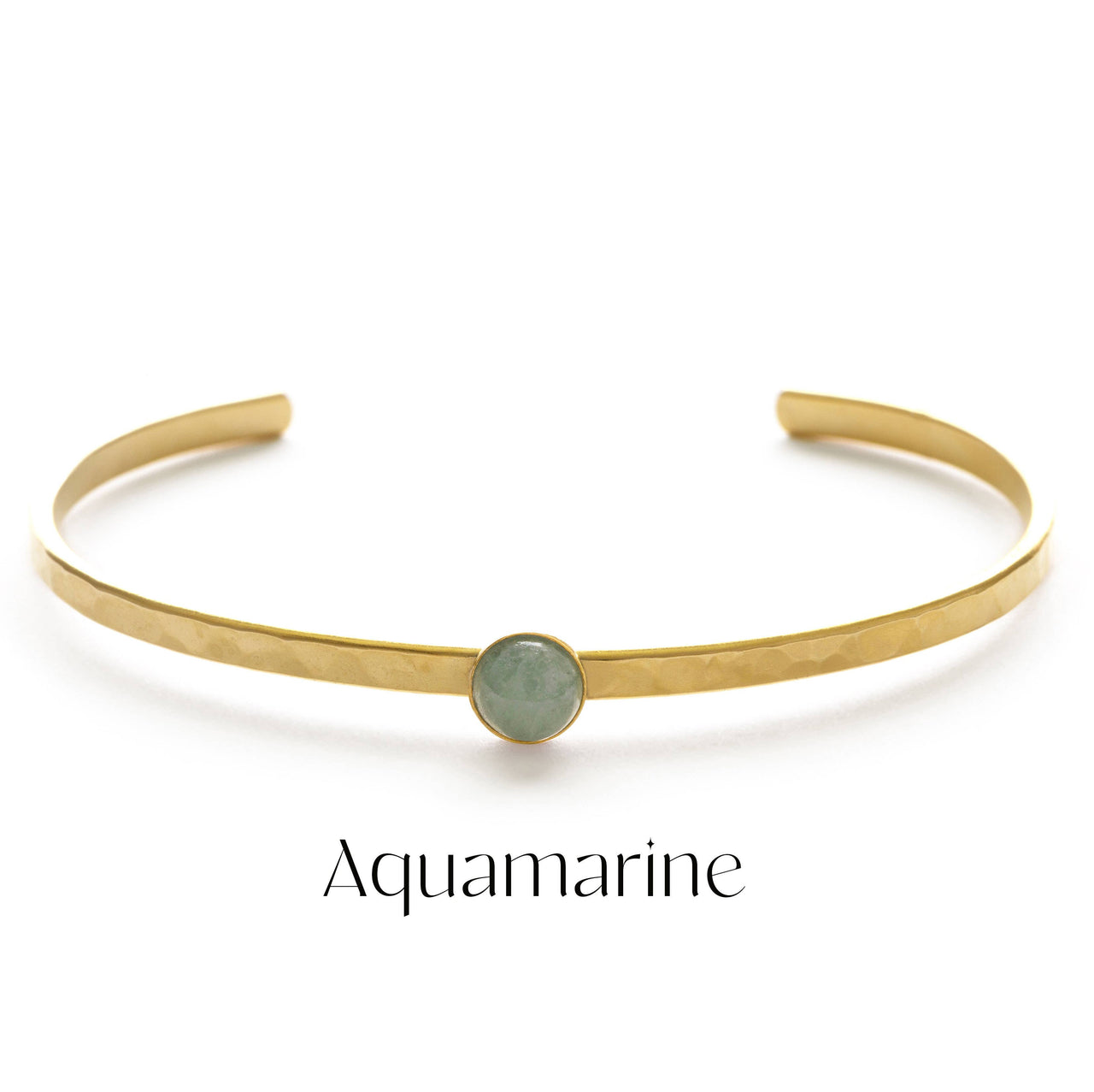 6mm Aquamarine Hammered Cuff Bracelet