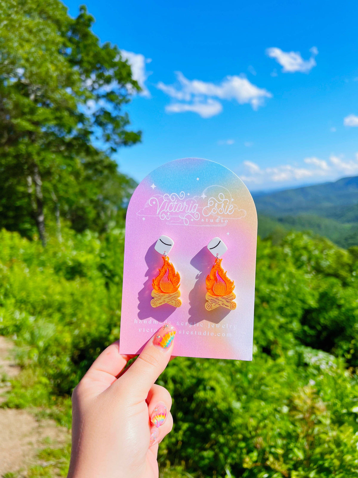 Roasting Marshmallow Campfire Earrings