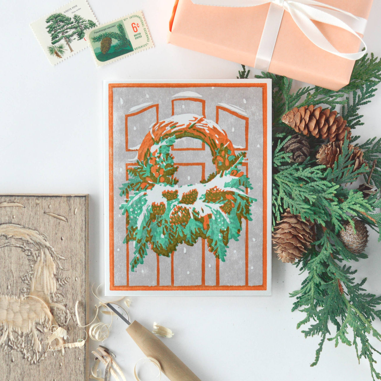 Snowy Wreath Holiday Card