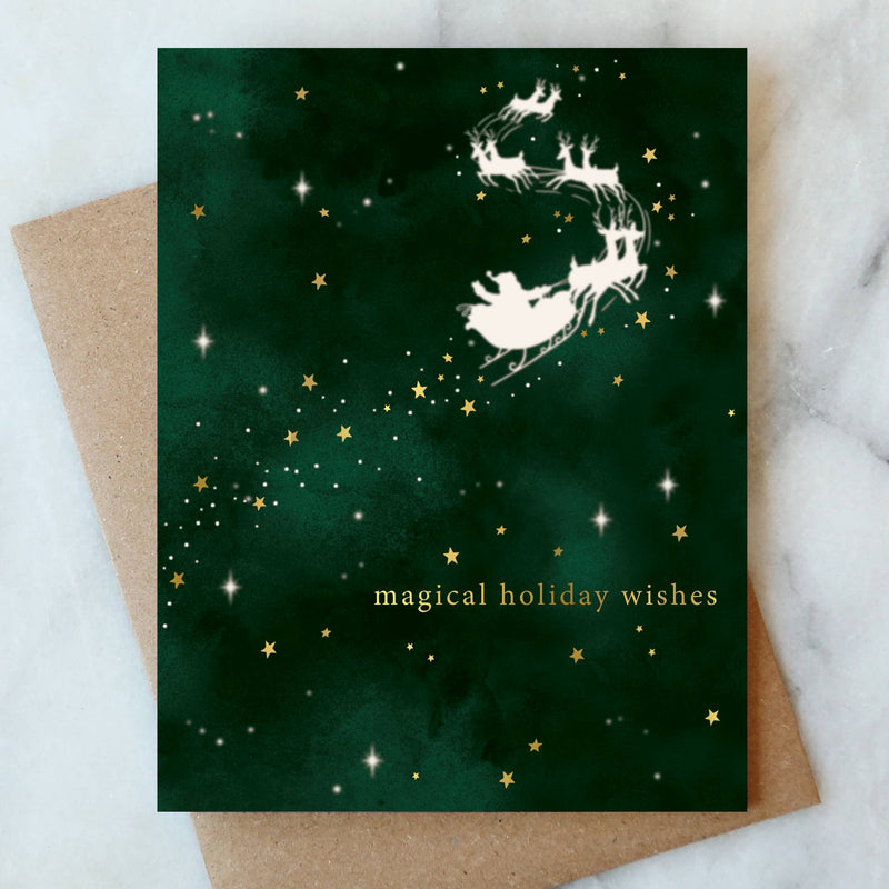 Santa Sleigh Holiday Greeting Card | Christmas Holiday Card