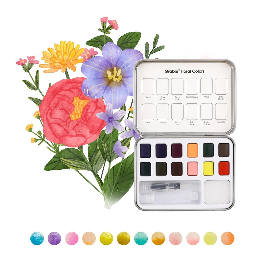 Watercolor Pocket Set Of  12 With Brush - Floral Co