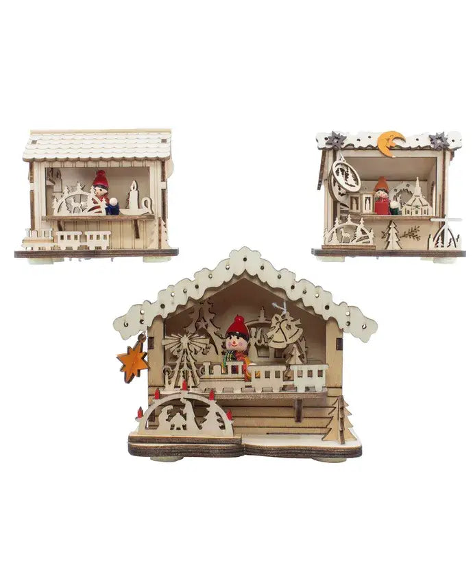 Wooden Holiday House LED Lit