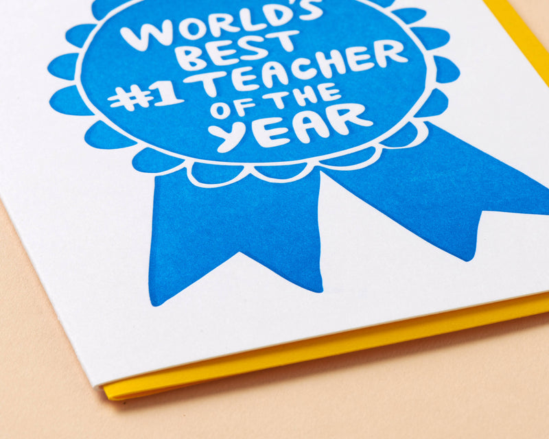 Teacher Appreciation Ribbon Thank You Letterpress Greeting Card - teacher gift