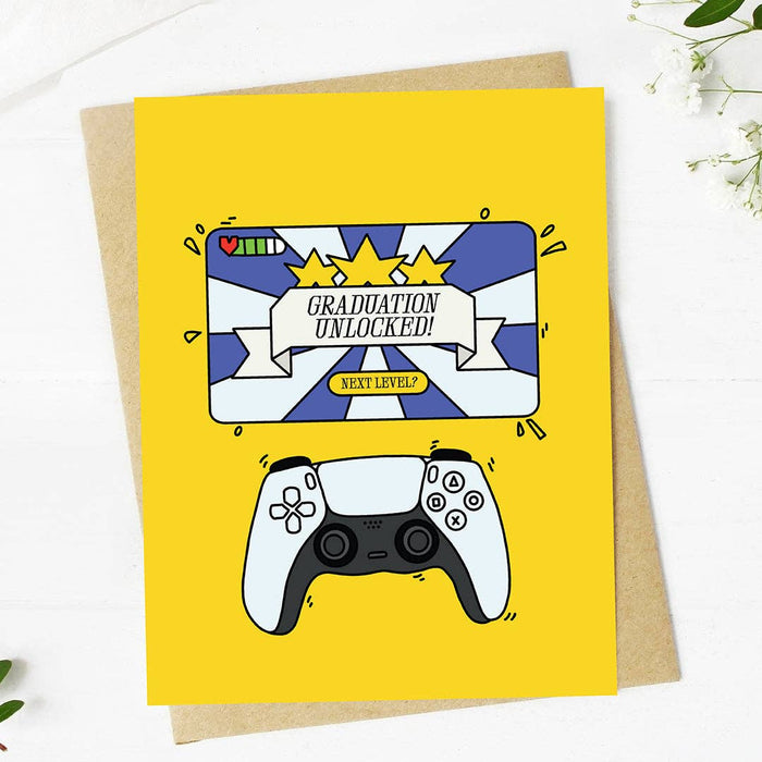 "Graduation unlocked" Next level? Gaming Graduation Card