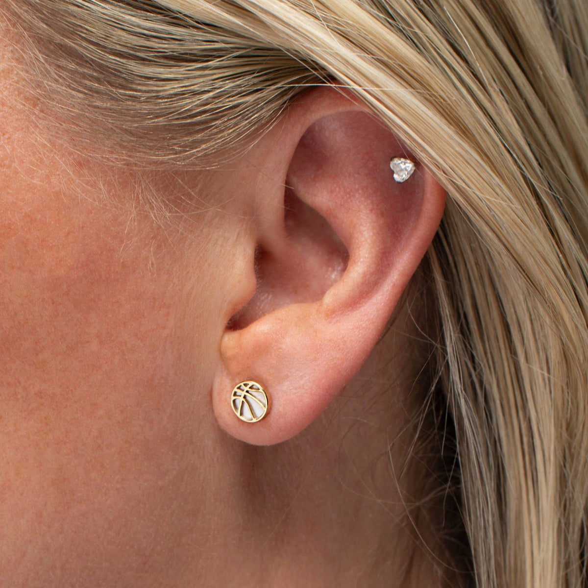 14k gold-plated brass Basketball Studs