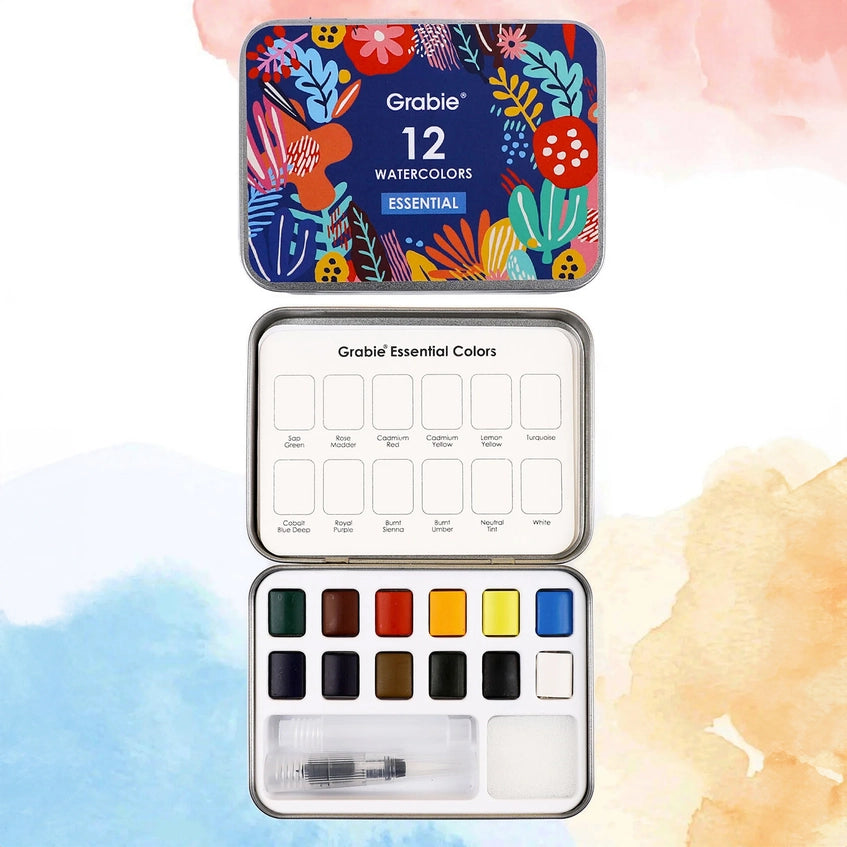 Watercolor Pocket Set Of  12 With Brush - Essential