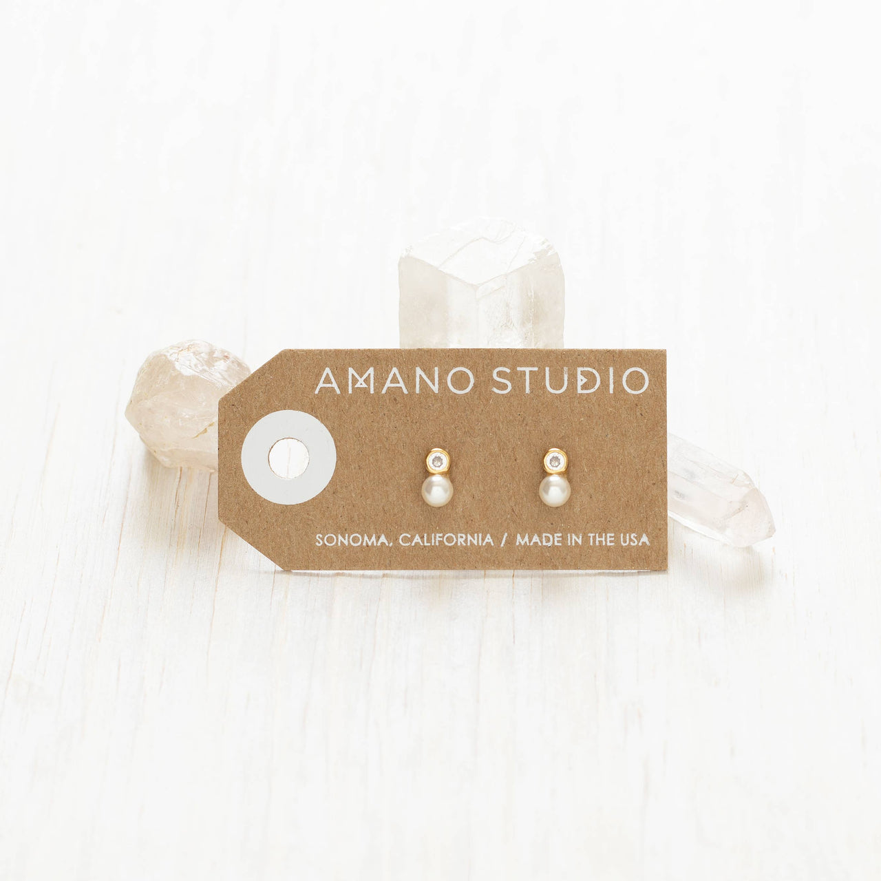 Pearl + Crystal Stud Earrings