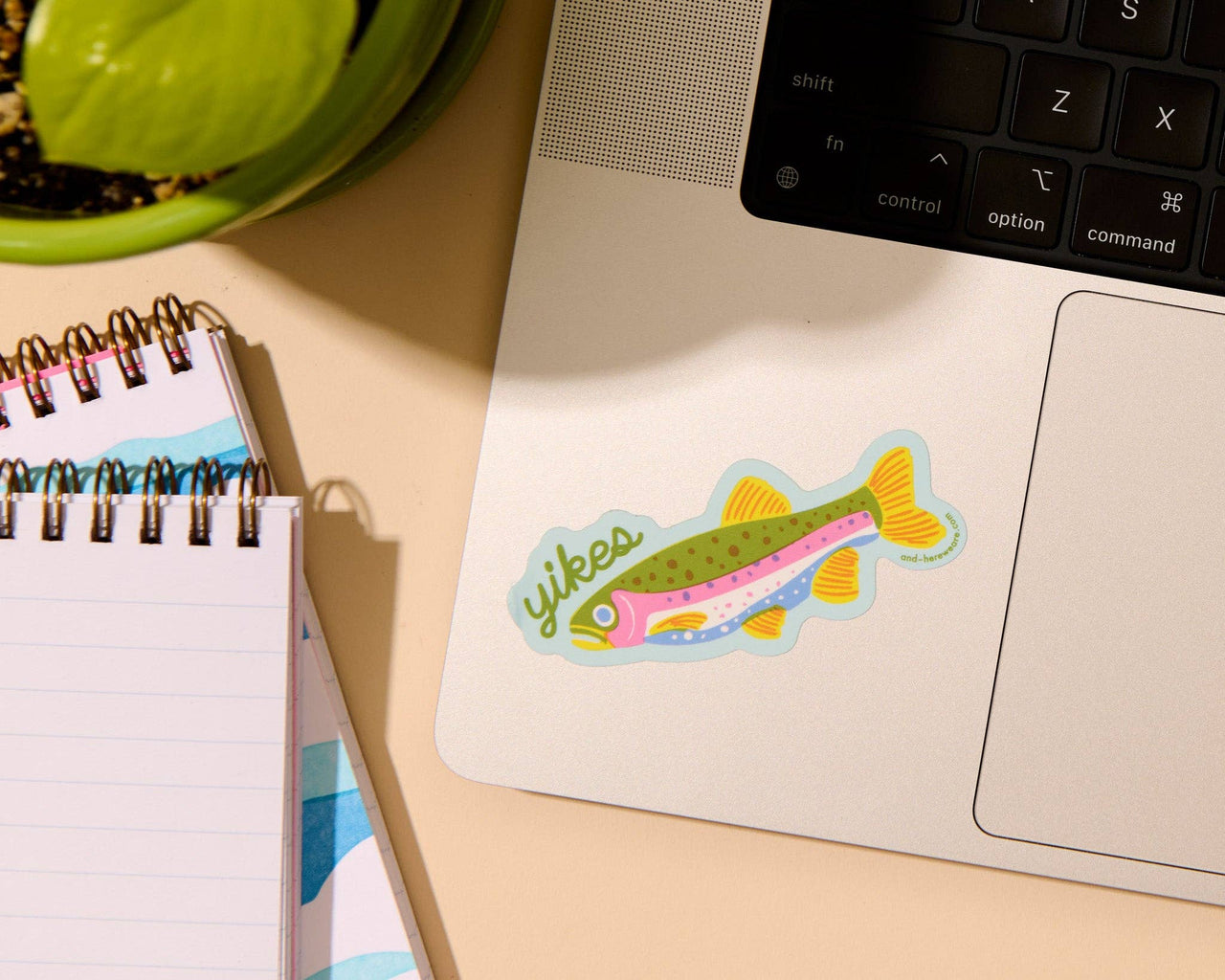 Fun Modern Vinyl Sticker — Yikes Rainbow Trout Fish