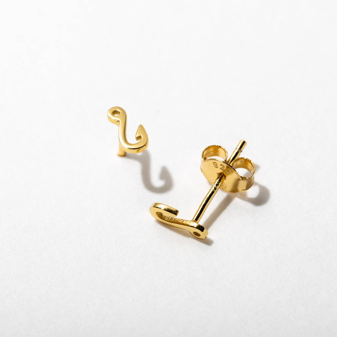 10k Gold Plated Fish Hook Stud Earrings - New 🎉