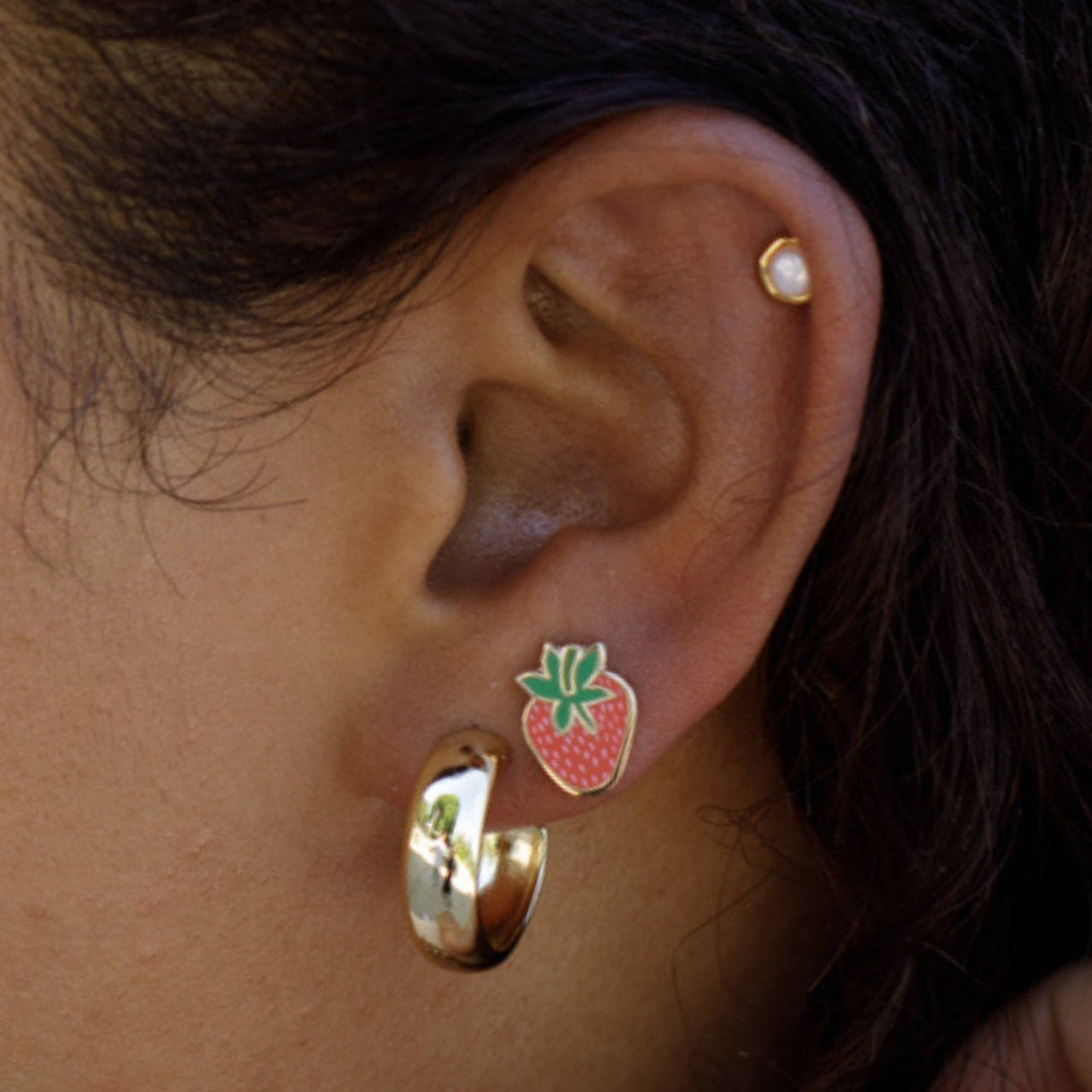 Strawberry Enamel Stud Earrings