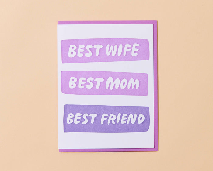 Best Wife/Mom/Friend Mother's Day Letterpress Greeting Card from Partner