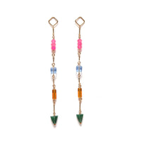 Minimal Charm Earrings- Pink Chalcedony, African Jade, Vintage Glass