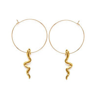1" 14k Gold Serpent Hoop Earrings