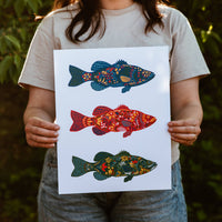 Nordic Fish Print Wall Art Cabin
