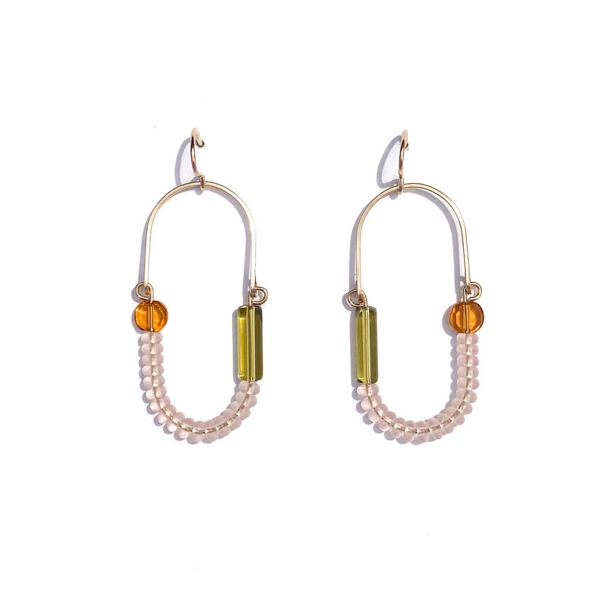 Balance Earrings- Rose, Topaz, and Chartreuse