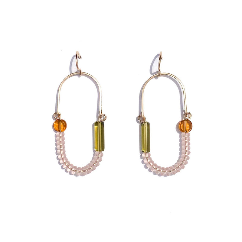 Balance Earrings- Rose, Topaz, and Chartreuse