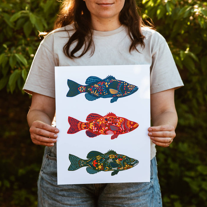 Nordic Fish Print Wall Art Cabin