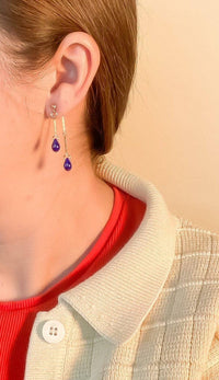 Cobalt Glass Double Drop Earrings