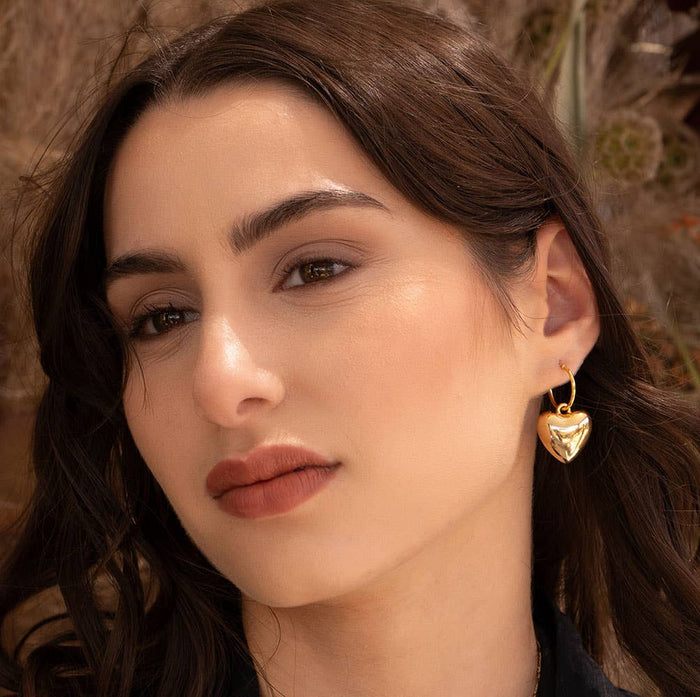 Puffed Heart Hoops