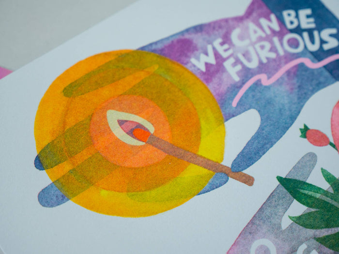 We Can Be Furious and Also Flourishing - Risograph Art Print