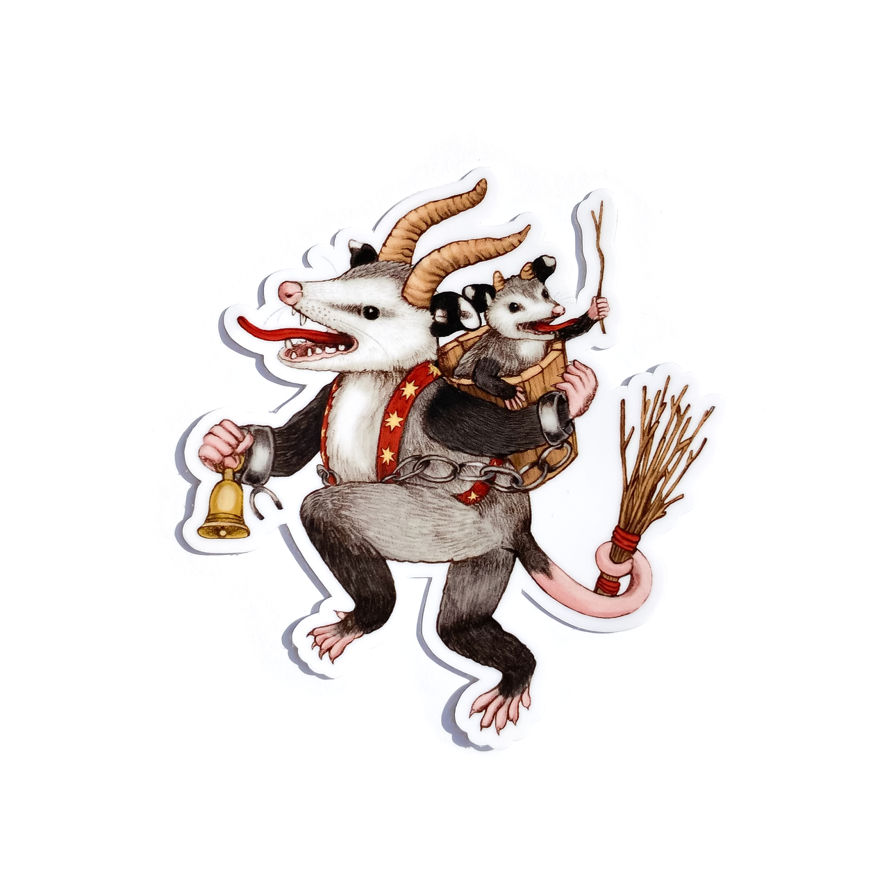 Krampus Opossum Weatherproof Vinyl Sticker