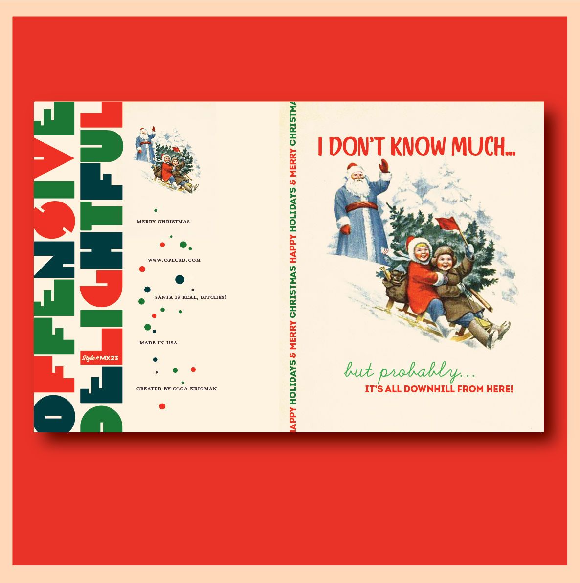 DOWNHILL! christmas holiday card