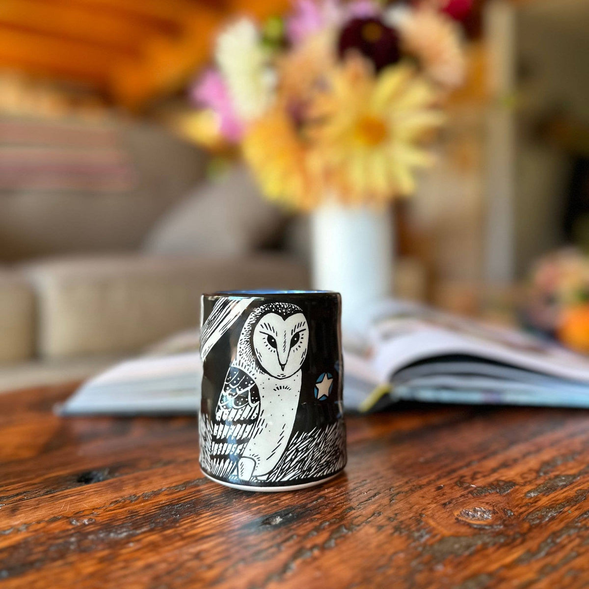 Lucky Barn Owl Cup - Large Ceramic Christmas Holiday Mug
