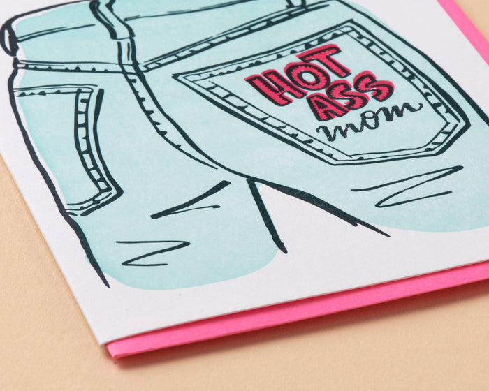 Mom Jeans Letterpress Greeting Card - Mother's Day, new mom
