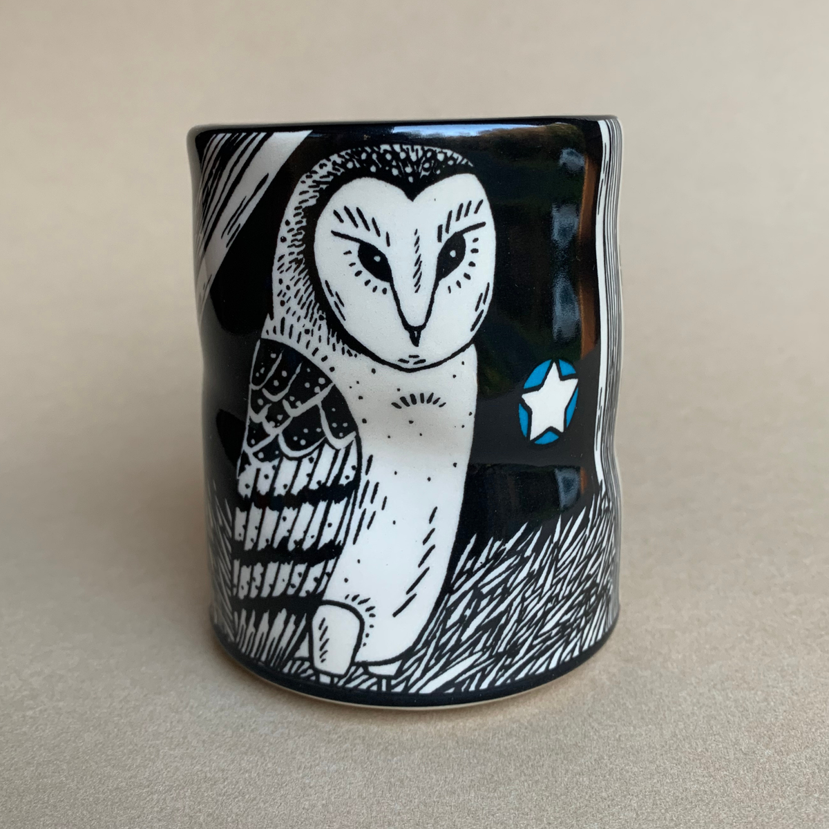 Lucky Barn Owl Cup - Large Ceramic Christmas Holiday Mug