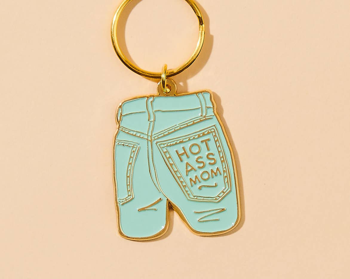 Mom Jeans Enamel Keychain - Mother's Day Gift, New Mom -Fathers Day Gift Mothers Day Spring Easter - Bag Charm