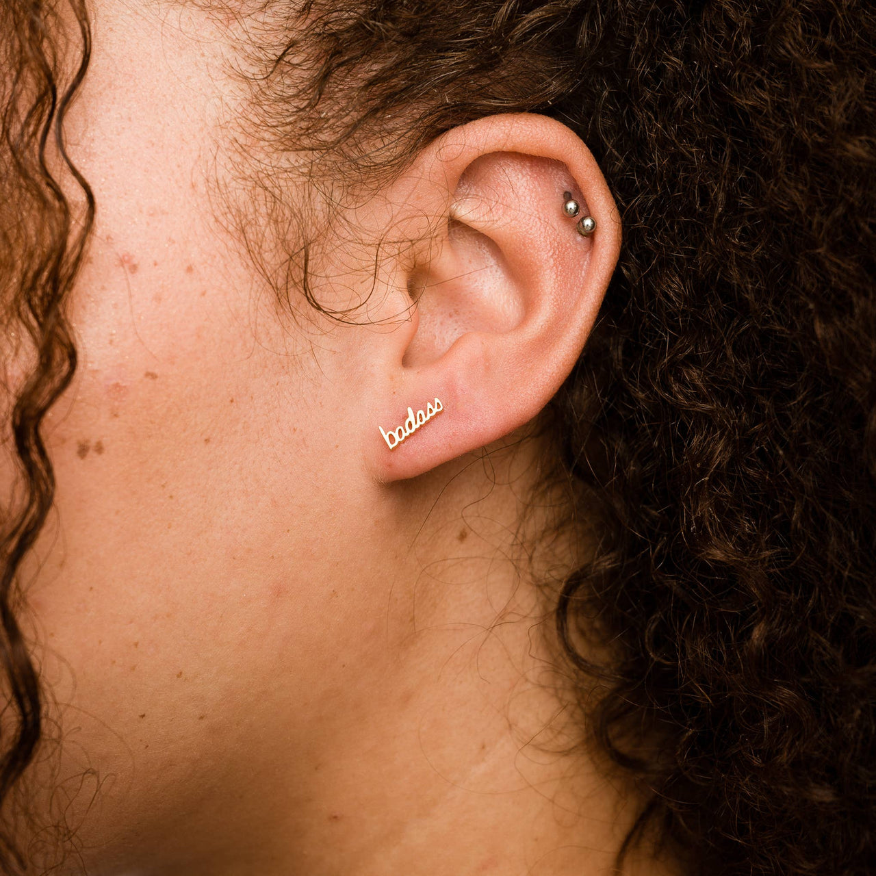 Gold Plated Badass Stud Earring - Single
