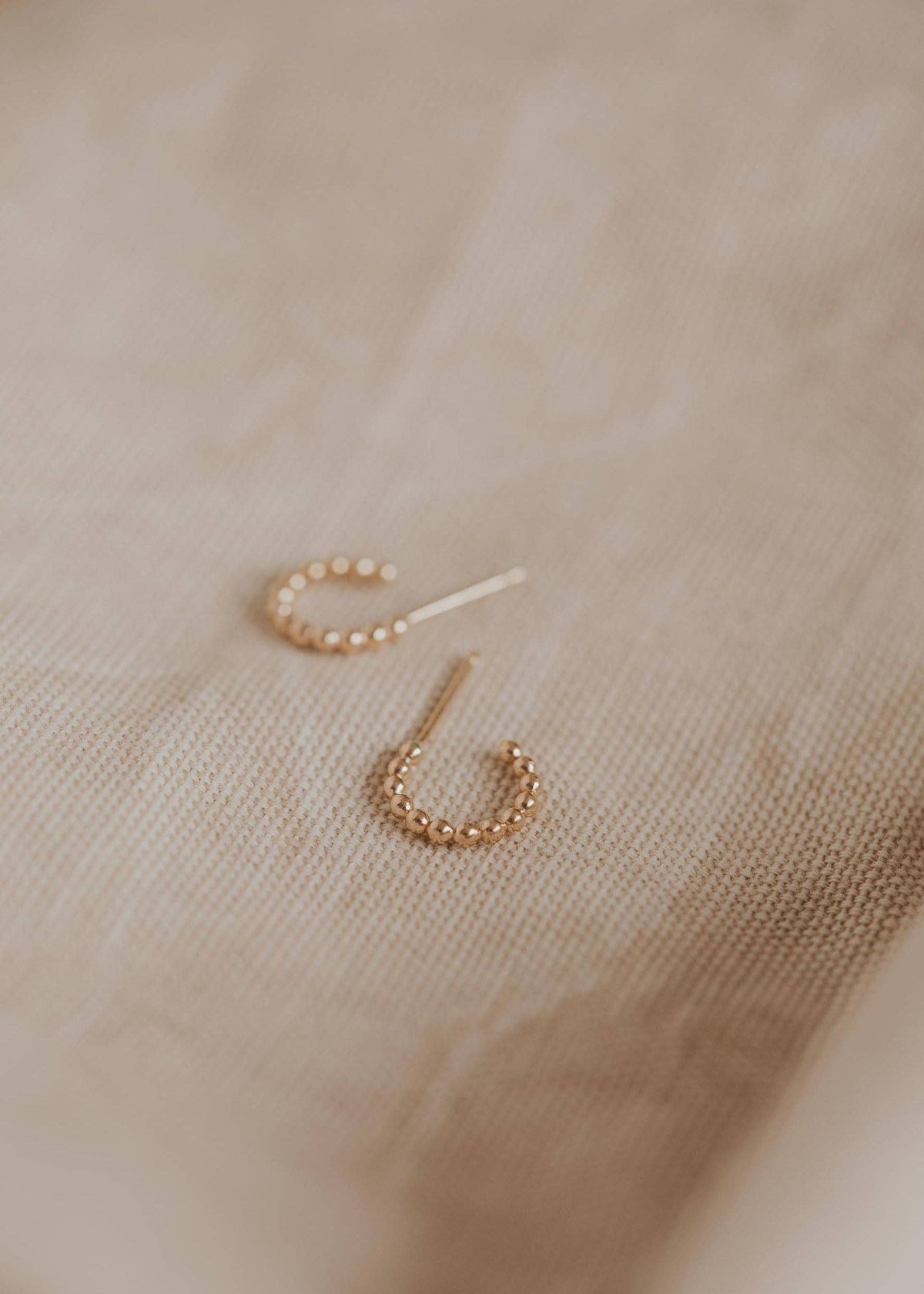 Beaded Huggie Hoops | 14kt Gold Fill + Sterling Silver