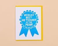 Teacher Appreciation Ribbon Thank You Letterpress Greeting Card - teacher gift