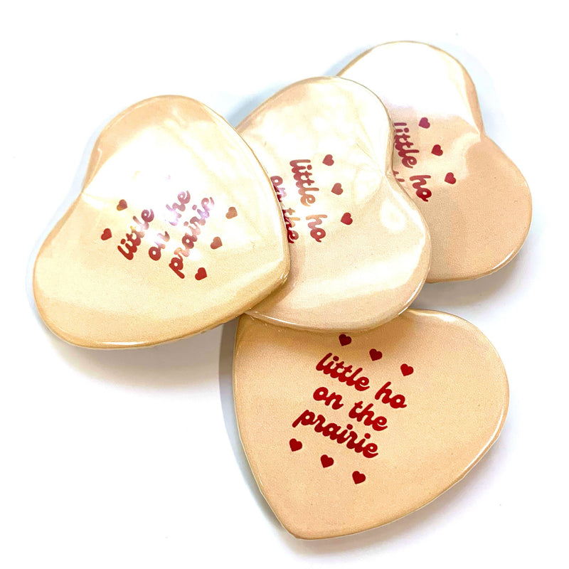 Little Ho On The Prairie Heart Shaped Pinback Button