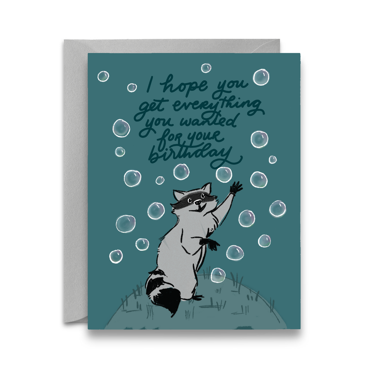 Bubble Raccoon Birthday Card