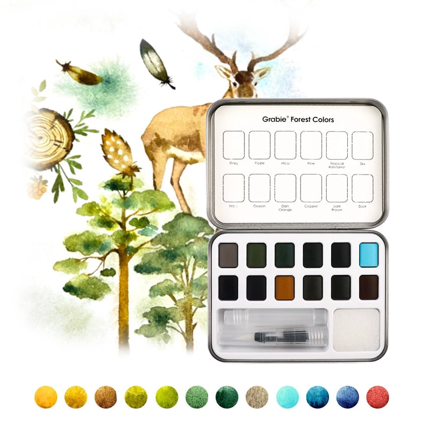 Watercolor Pocket Set Of  12 With Brush - Forest Co