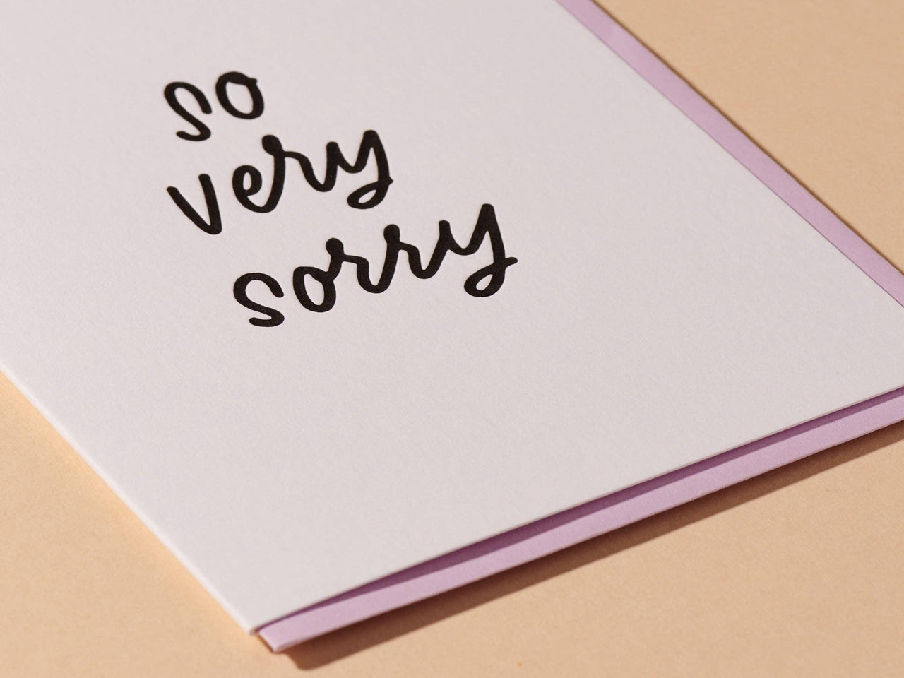 So Very Sorry Letterpress Simple Sympathy Card- Made in USA