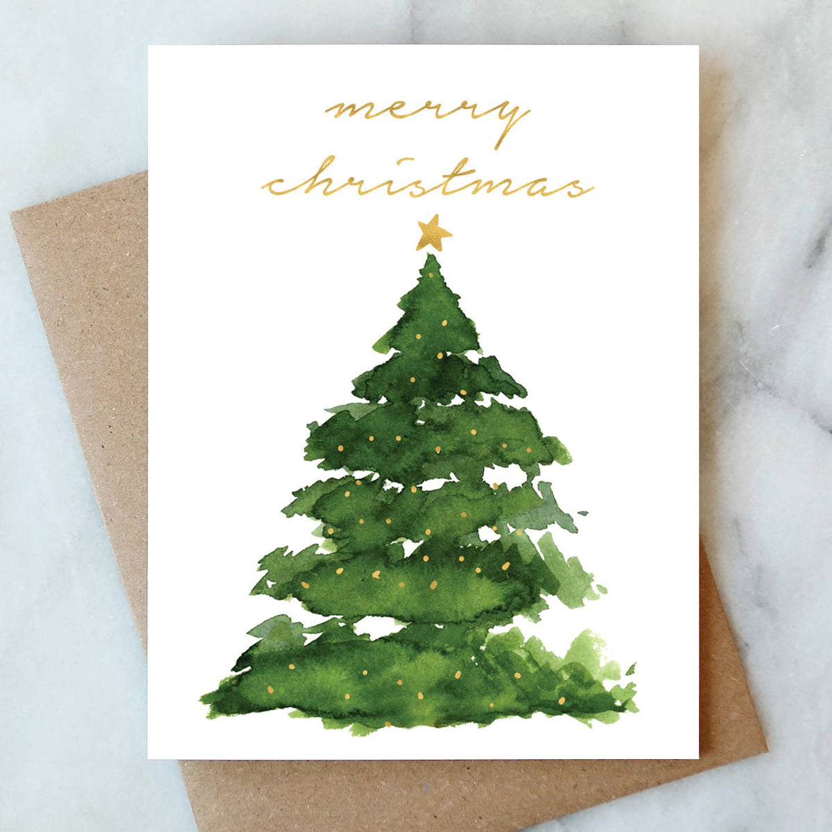 Merry Christmas Tree Greeting Card | Christmas Holiday Card