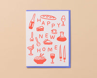Happy New Home Letterpress Food Icons Housewarming Card