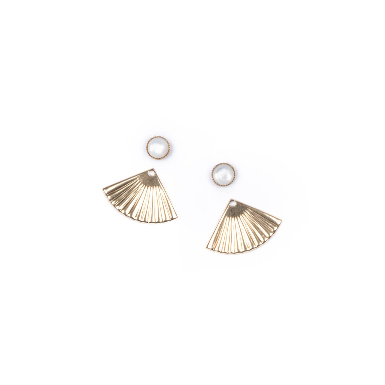 Mother of Pearl Mini Pleat Jacket Earrings