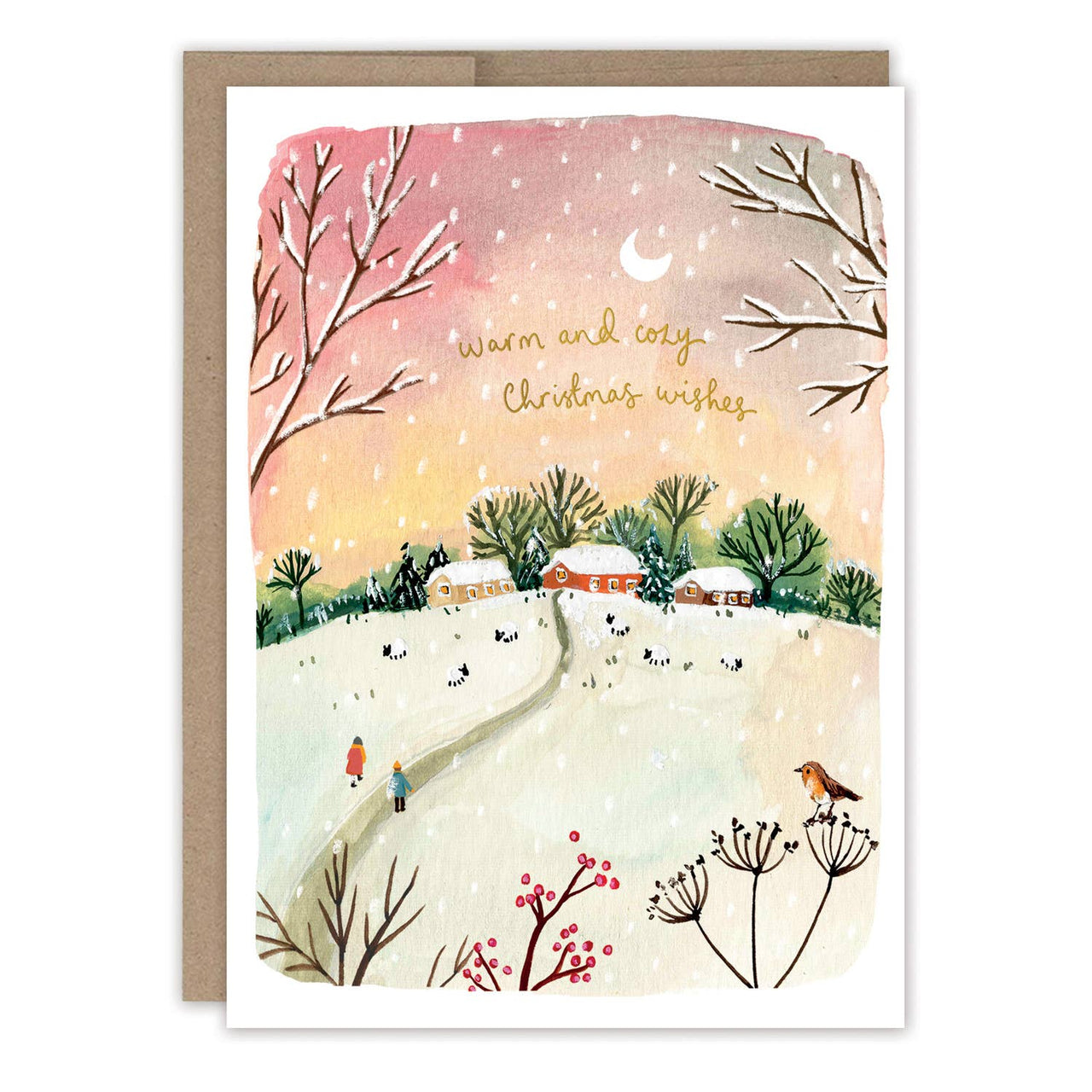 Red Sky Cozy Christmas Boxed Holiday Cards - Set of 10